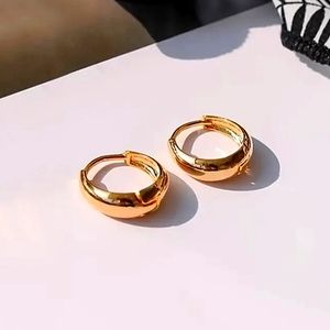 18K Gold Plated Sterling Silver Lock Back Hoop Earrings